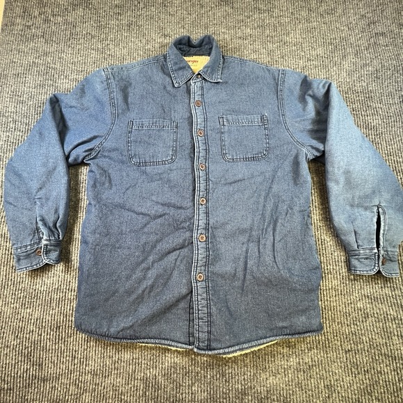 Wrangler Authentics Sherpa Lined Denim Shirt Jacket Men's Medium Blue Jean - Picture 6 of 14